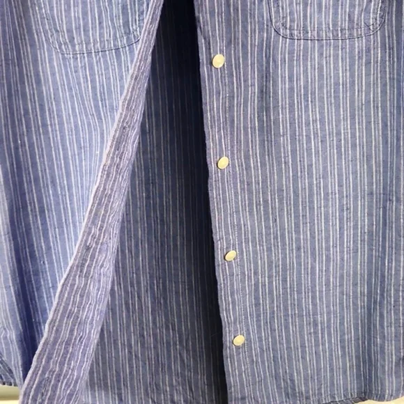 Lauren Ralph Lauren Blue Striped Sleeveless Button Down Shirt - Picture 4 of 5